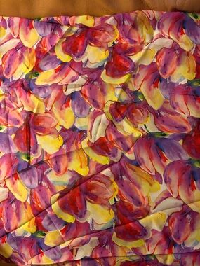 Chiara Boni Multi-Color Floral Silk Scarf in Purple, Yellow, Pink and Red